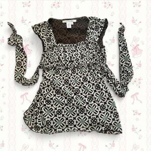 Studio M floral babydoll top with flutter sleeves and belt – soft Y2K fairycore